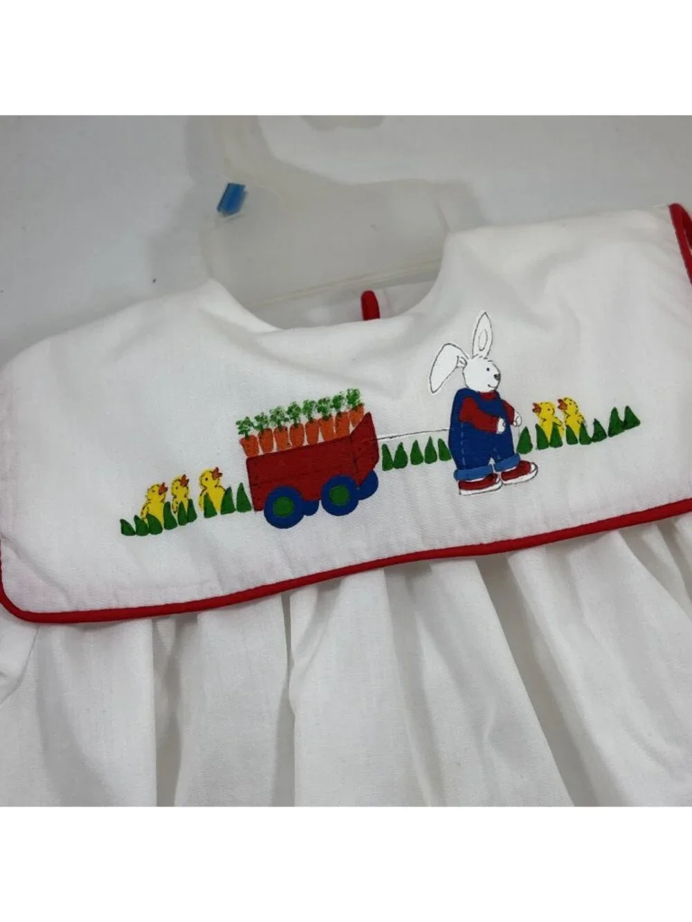 Vintage 90s COTTON CANDY Handpainted Bunny Romper 18 Mos Spring